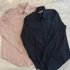 DKNY Men's Black and Red Patterned Dress Shirts BUNDLE